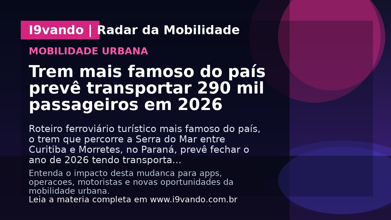 Trem mais famoso do país prevê transportar 290 mil passageiros em 2026
