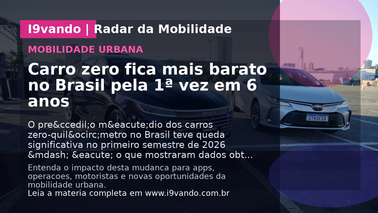 Carro zero fica mais barato no Brasil pela 1ª vez em 6 anos