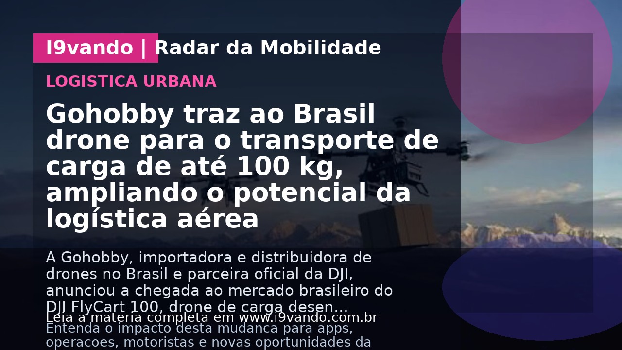 Gohobby traz ao Brasil drone para o transporte de carga de até 100 kg, ampliando o potencial da logística aérea 