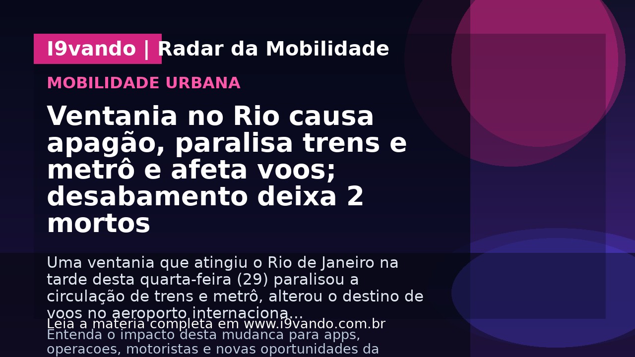 Ventania no Rio causa apagão, paralisa trens e metrô e afeta voos; desabamento deixa 2 mortos