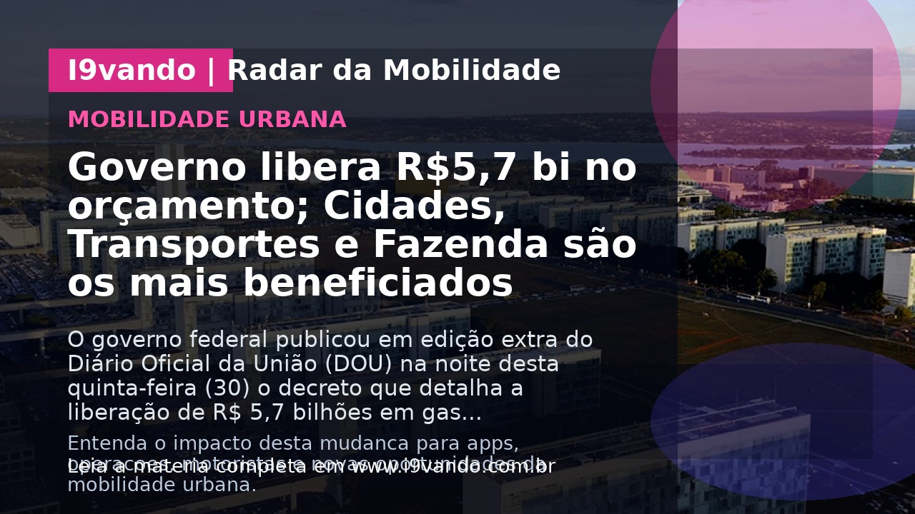 Governo libera R$5,7 bi no orçamento; Cidades, Transportes e Fazenda são os mais beneficiados
