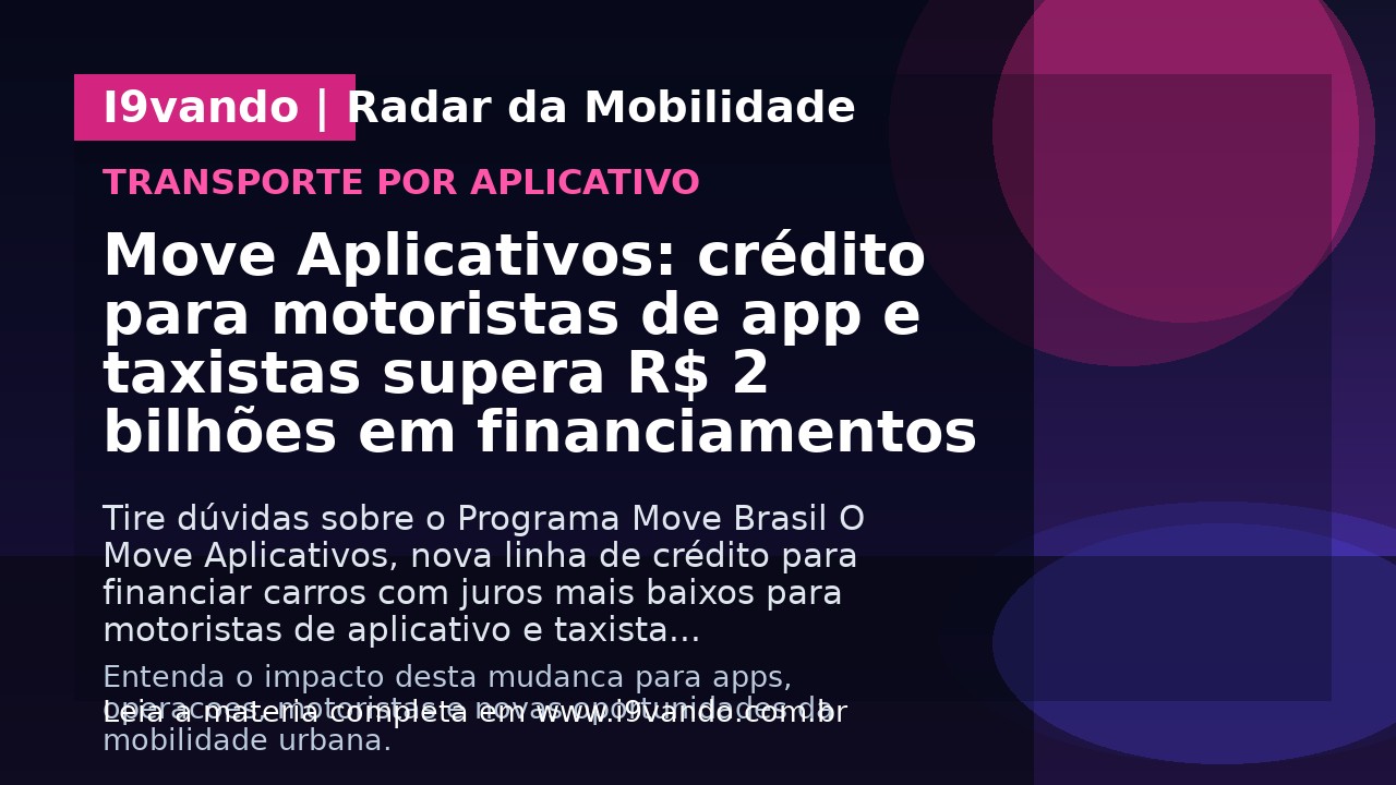 Move Aplicativos: crédito para motoristas de app e taxistas supera R$ 2 bilhões em financiamentos