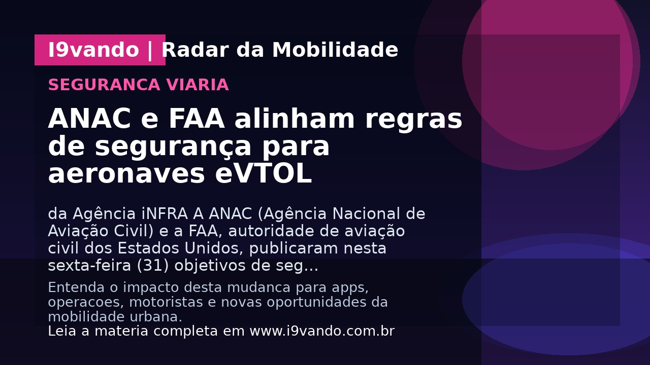 ANAC e FAA alinham regras de segurança para aeronaves eVTOL