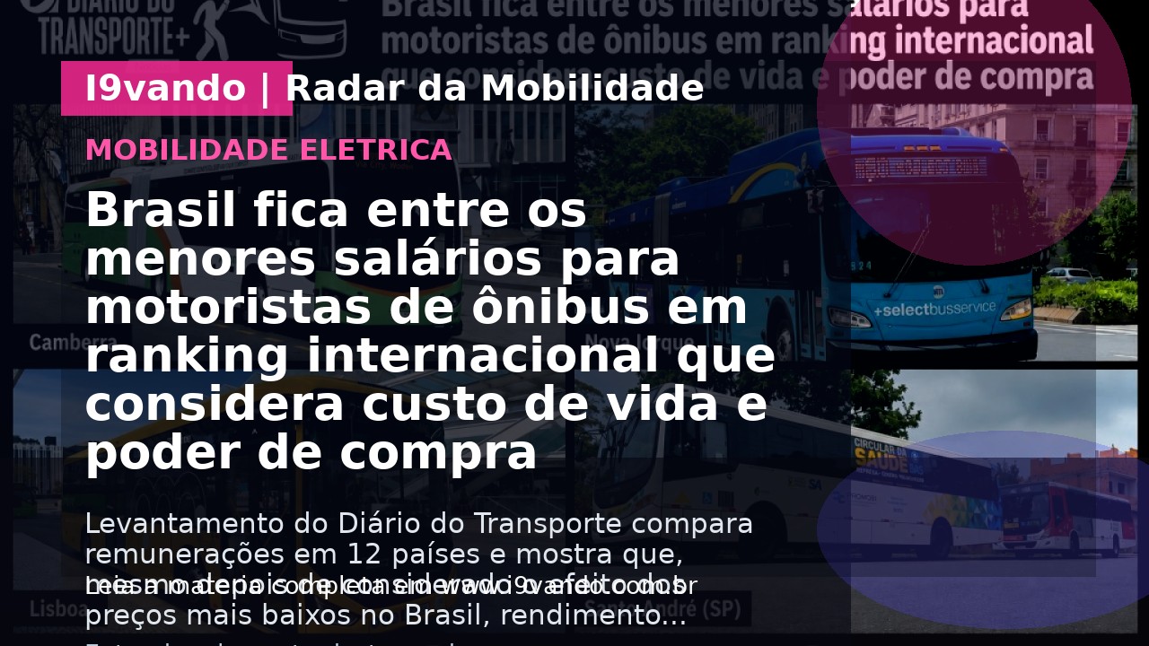 Brasil fica entre os menores salários para motoristas de ônibus em ranking internacional que considera custo de vida e poder de compra