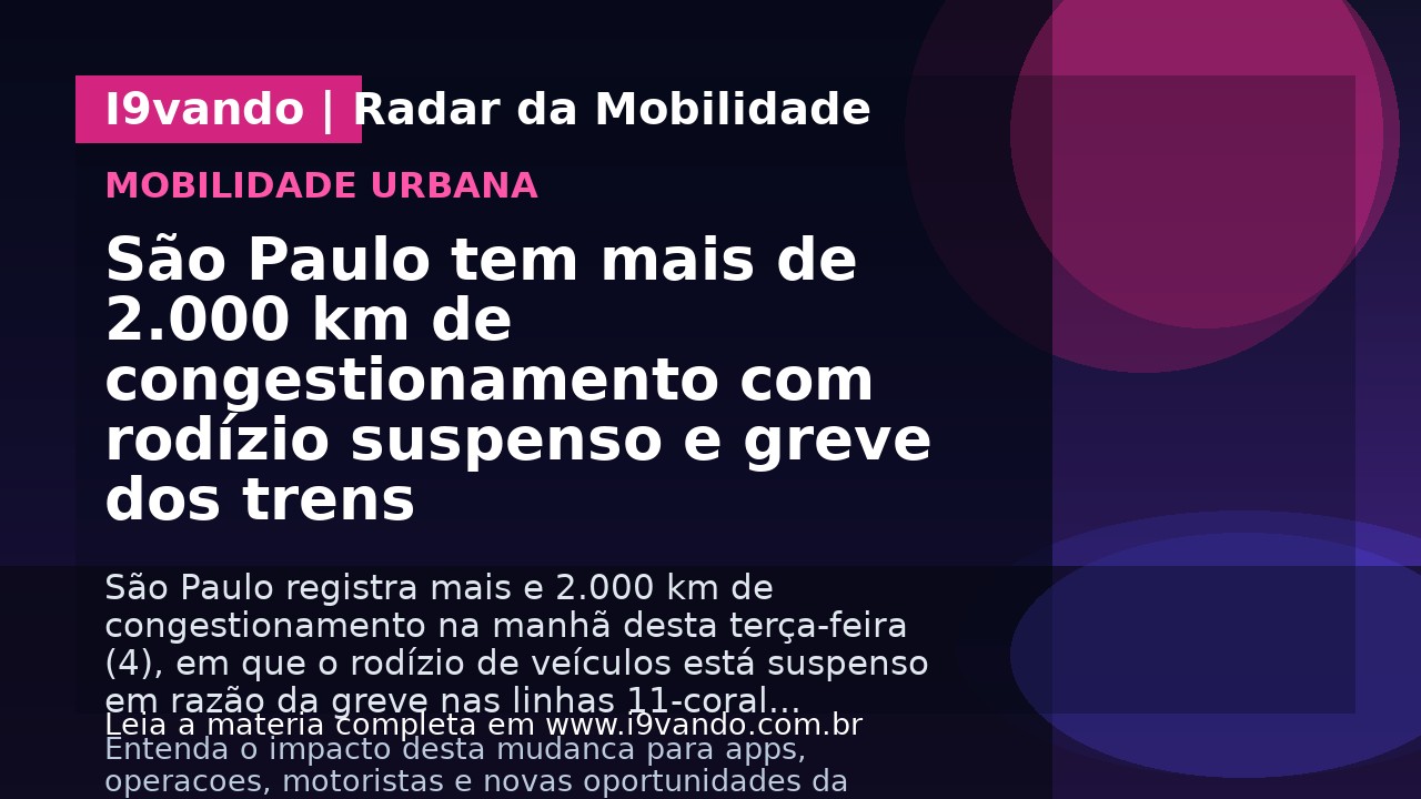 São Paulo tem mais de 2.000 km de congestionamento com rodízio suspenso e greve dos trens