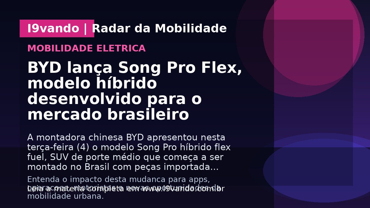 BYD lança Song Pro Flex, modelo híbrido desenvolvido para o mercado brasileiro