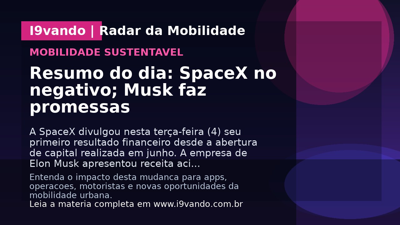 Resumo do dia: SpaceX no negativo; Musk faz promessas