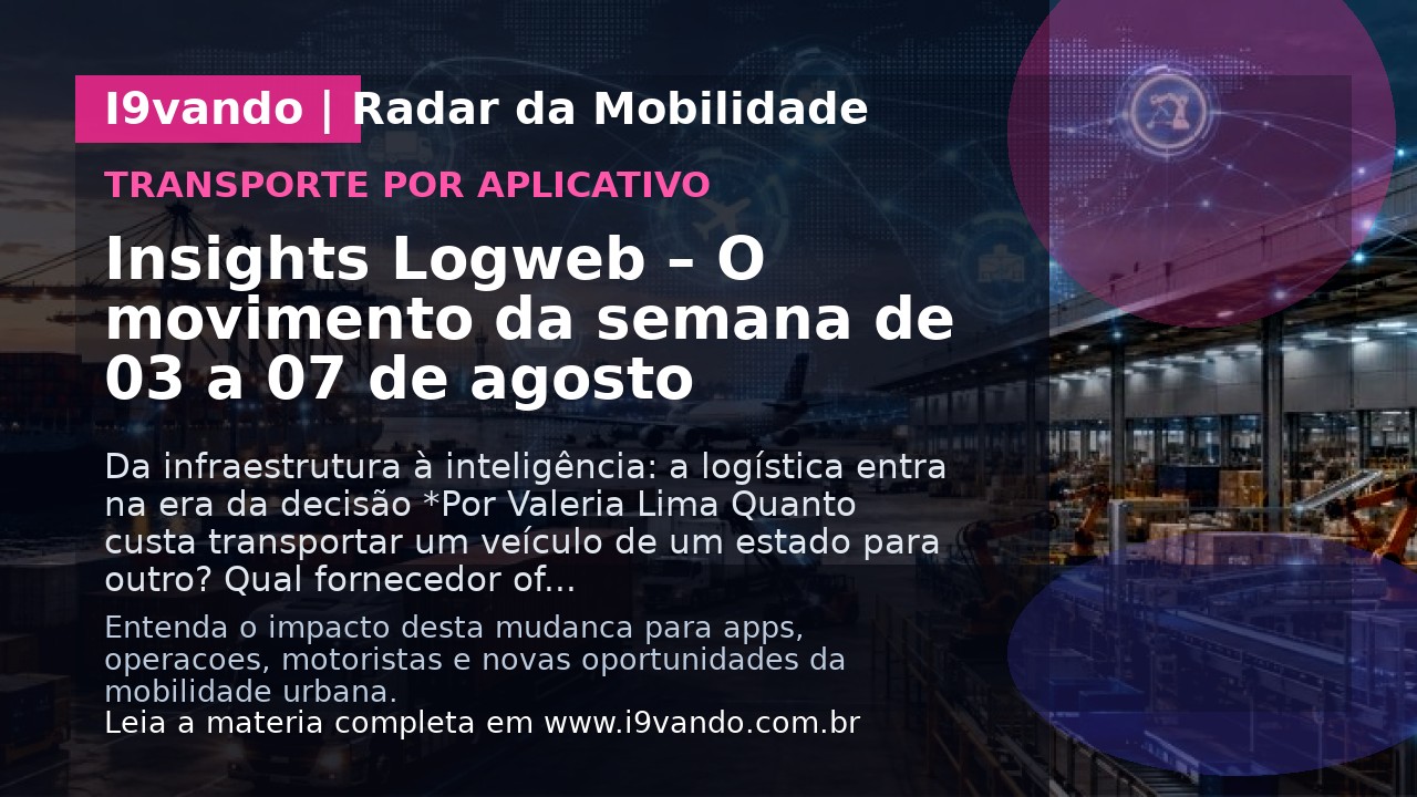 Insights Logweb – O movimento da semana de 03 a 07 de agosto