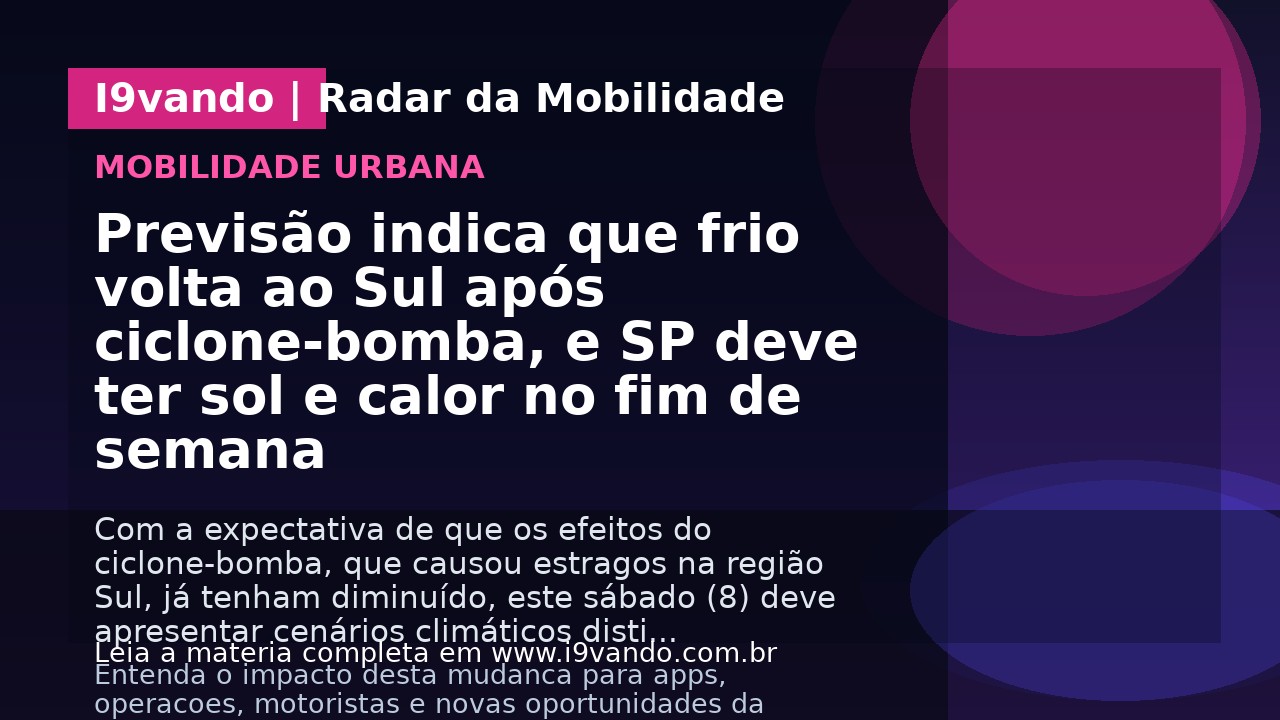 Previsão indica que frio volta ao Sul após ciclone-bomba, e SP deve ter sol e calor no fim de semana