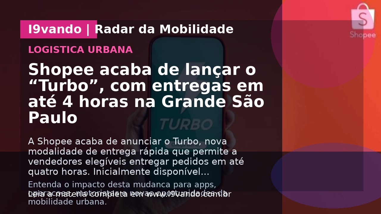 Shopee acaba de lançar o “Turbo”, com entregas em até 4 horas na Grande São Paulo