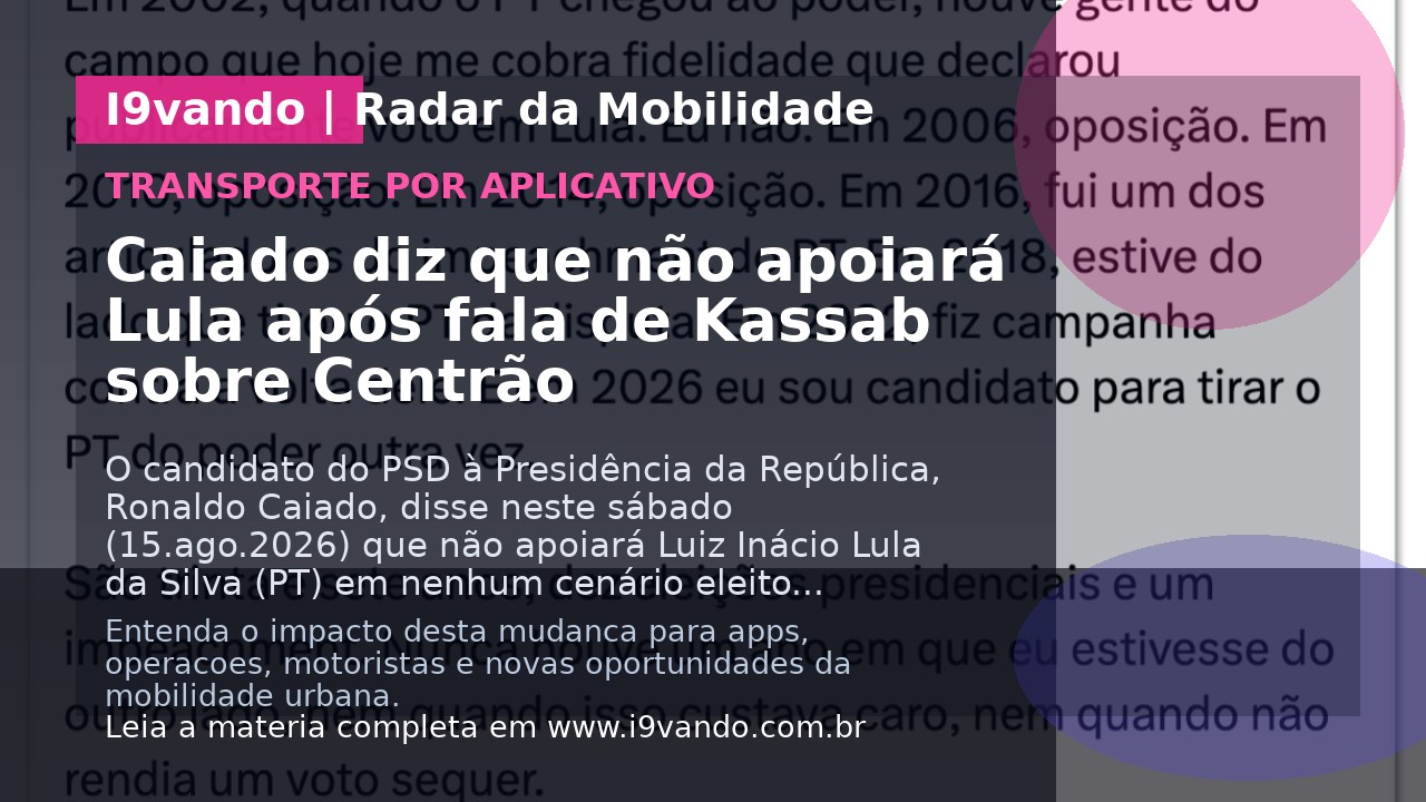 Caiado diz que não apoiará Lula após fala de Kassab sobre Centrão