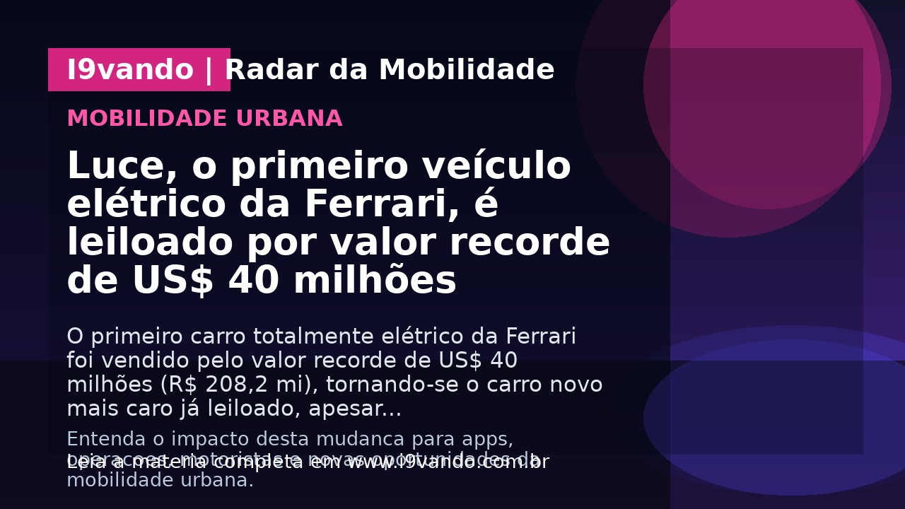 Luce, o primeiro veículo elétrico da Ferrari, é leiloado por valor recorde de US$ 40 milhões