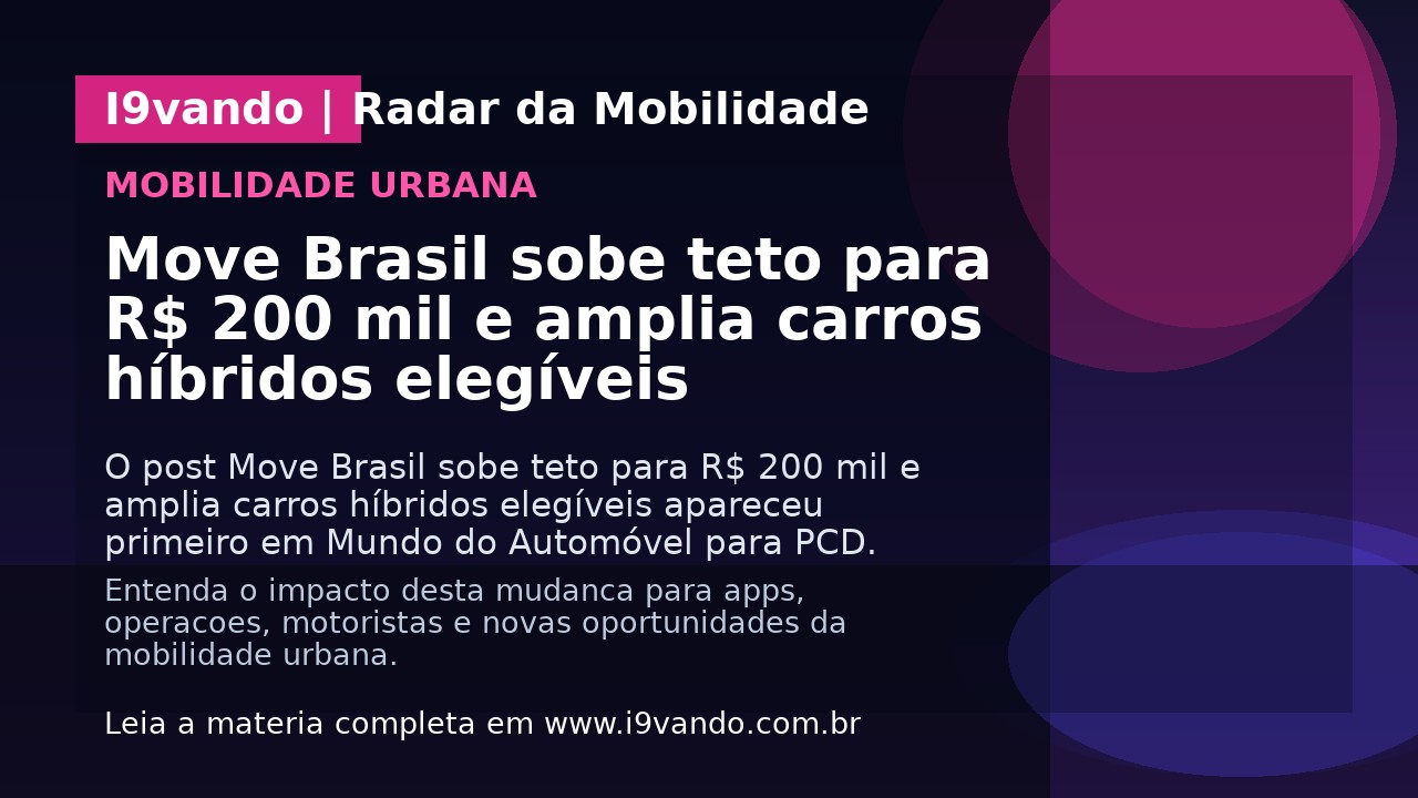 Move Brasil sobe teto para R$ 200 mil e amplia carros híbridos elegíveis