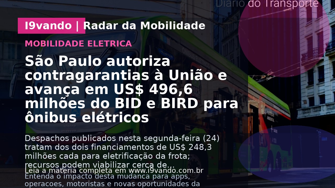 São Paulo autoriza contragarantias à União e avança em US$ 496,6 milhões do BID e BIRD para ônibus elétricos