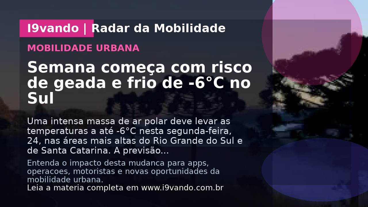 Semana começa com risco de geada e frio de -6°C no Sul