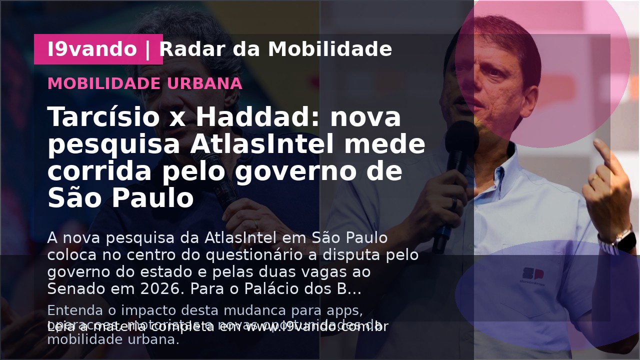 Tarcísio x Haddad: nova pesquisa AtlasIntel mede corrida pelo governo de São Paulo