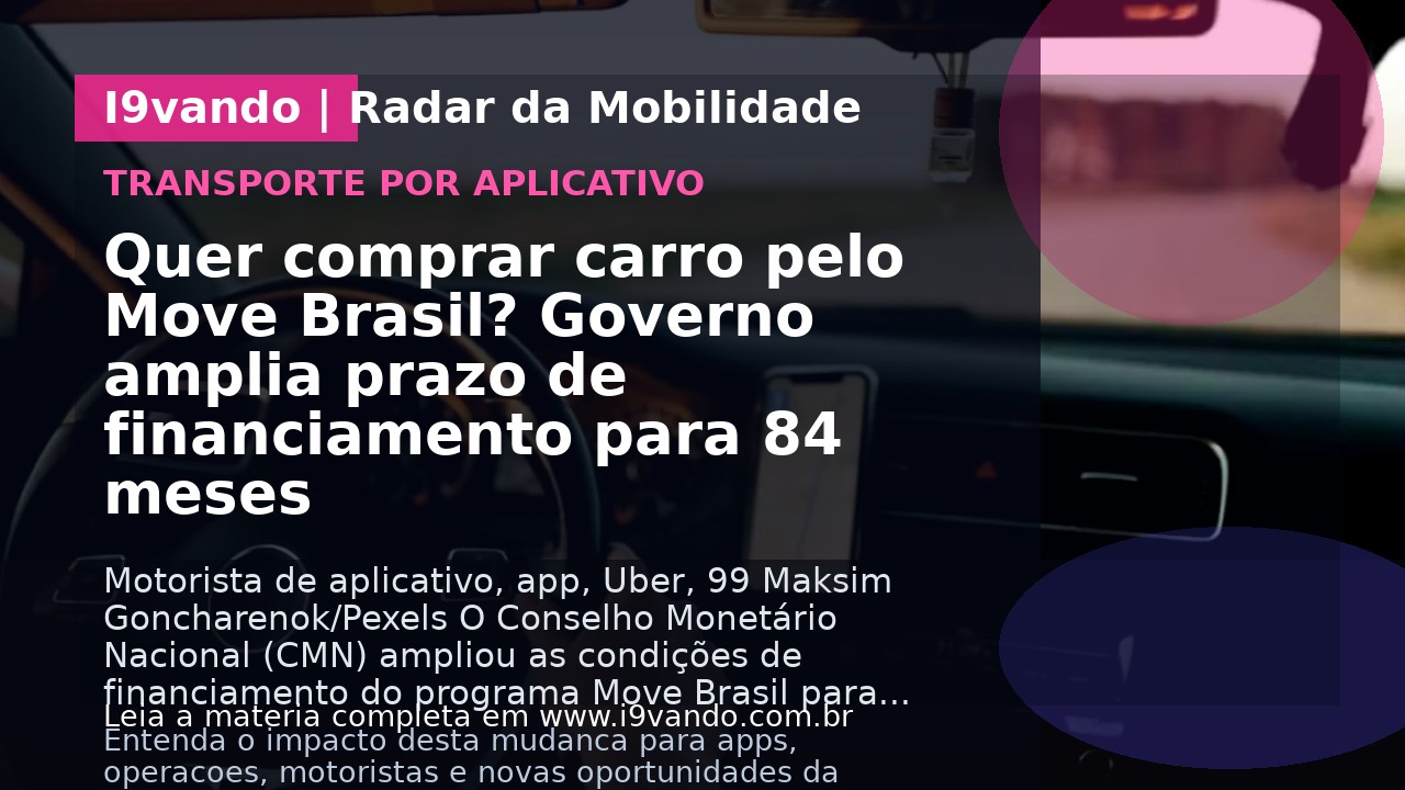 Quer comprar carro pelo Move Brasil? Governo amplia prazo de financiamento para 84 meses