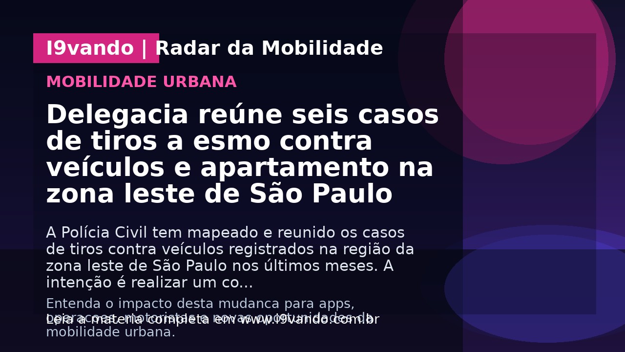 Delegacia reúne seis casos de tiros a esmo contra veículos e apartamento na zona leste de São Paulo