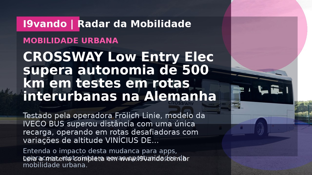 CROSSWAY Low Entry Elec supera autonomia de 500 km em testes em rotas interurbanas na Alemanha