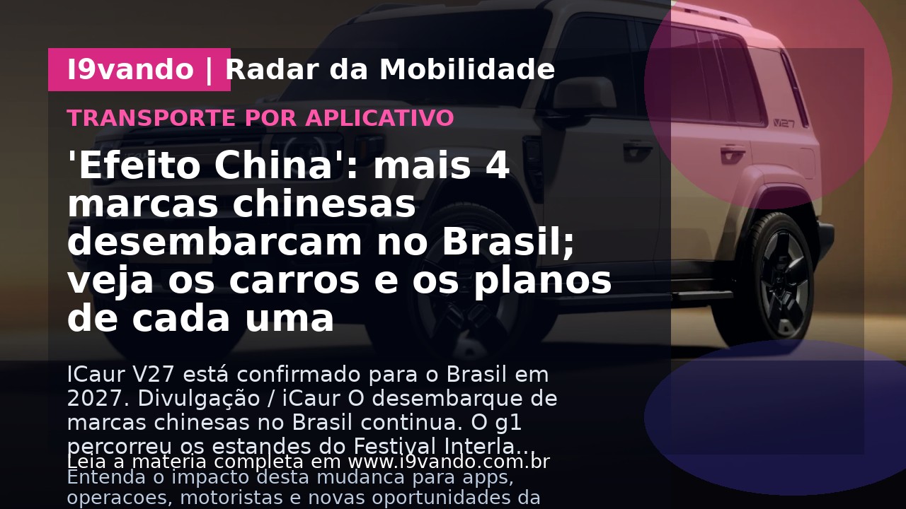 'Efeito China': mais 4 marcas chinesas desembarcam no Brasil; veja os carros e os planos de cada uma