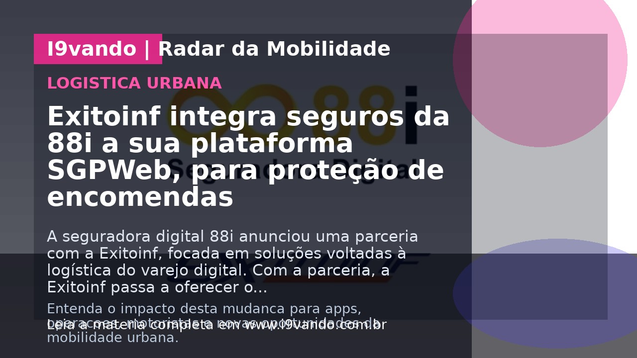 Exitoinf integra seguros da 88i a sua plataforma SGPWeb, para proteção de encomendas