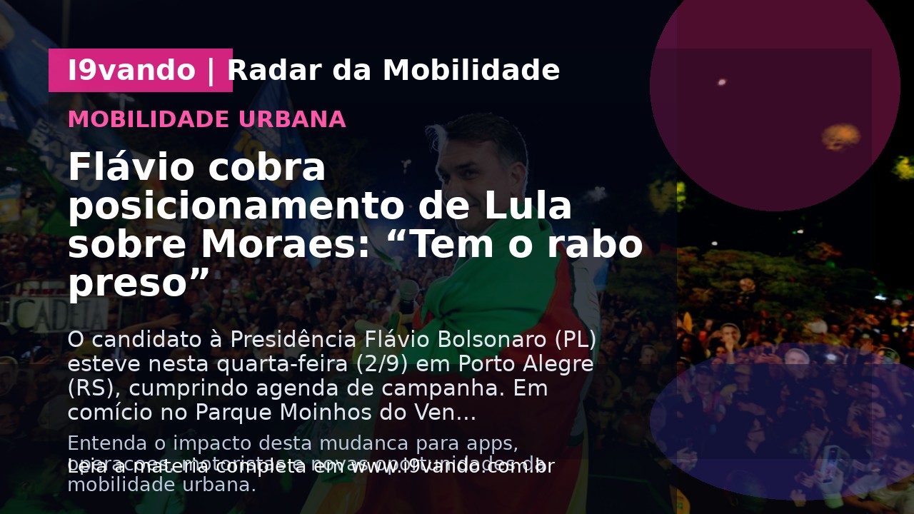Flávio cobra posicionamento de Lula sobre Moraes: “Tem o rabo preso”