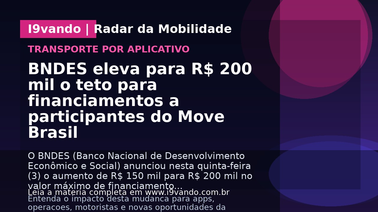 BNDES eleva para R$ 200 mil o teto para financiamentos a participantes do Move Brasil