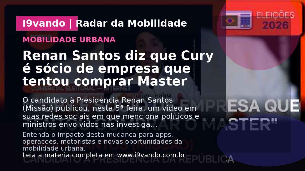 Renan Santos diz que Cury é sócio de empresa que tentou comprar Master