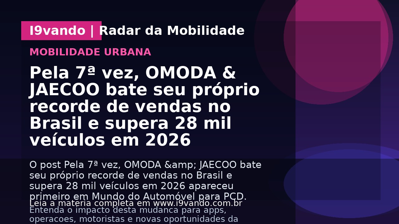 Pela 7ª vez, OMODA & JAECOO bate seu próprio recorde de vendas no Brasil e supera 28 mil veículos em 2026