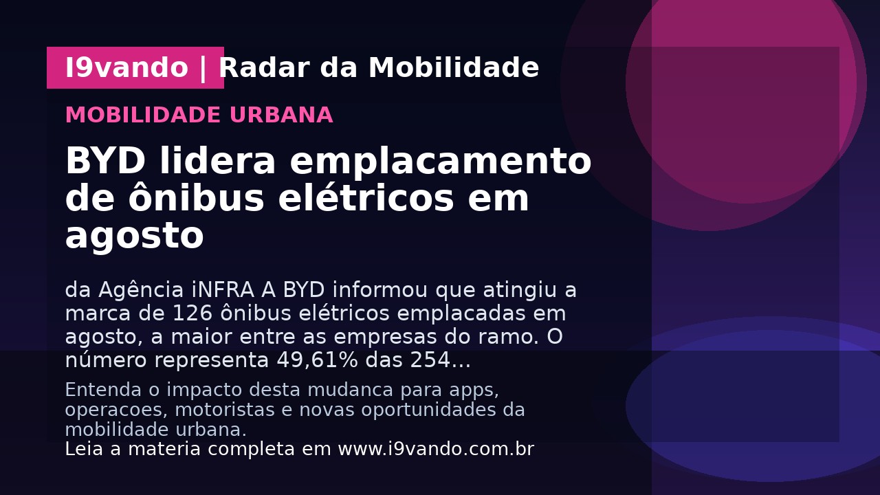 BYD lidera emplacamento de ônibus elétricos em agosto