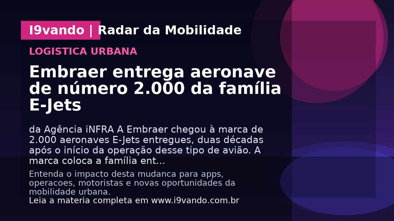 Embraer entrega aeronave de número 2.000 da família E-Jets