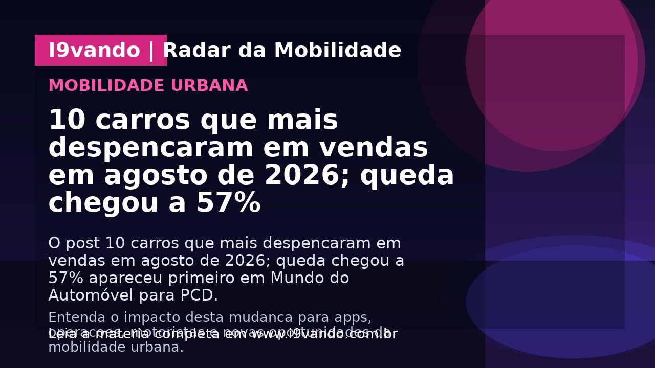10 carros que mais despencaram em vendas em agosto de 2026; queda chegou a 57%