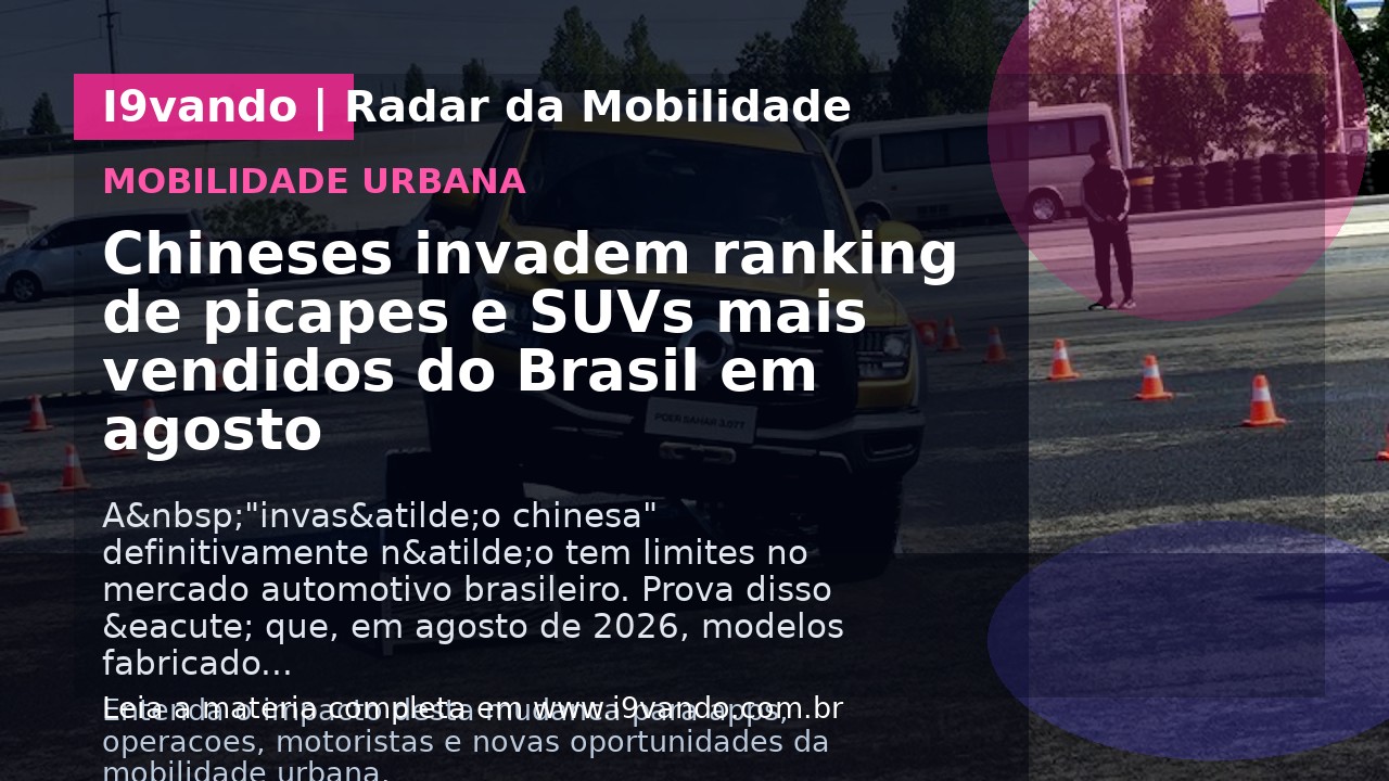 Chineses invadem ranking de picapes e SUVs mais vendidos do Brasil em agosto