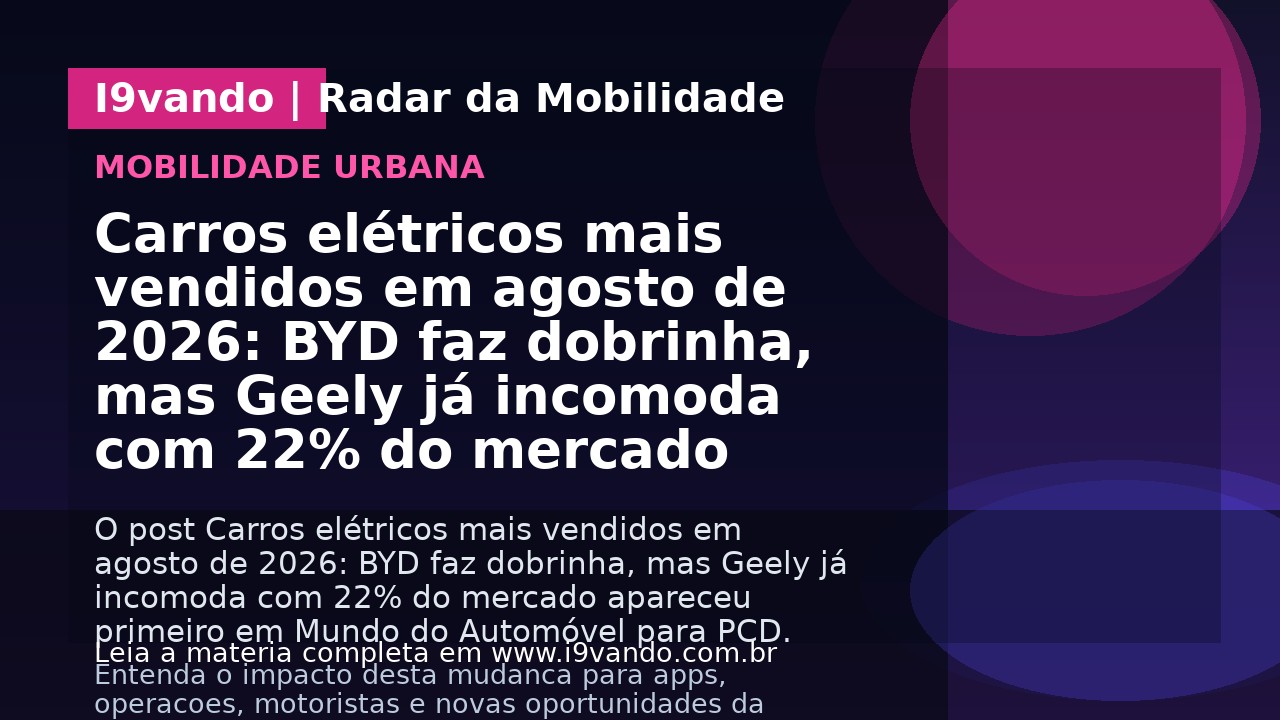 Carros elétricos mais vendidos em agosto de 2026: BYD faz dobrinha, mas Geely já incomoda com 22% do mercado