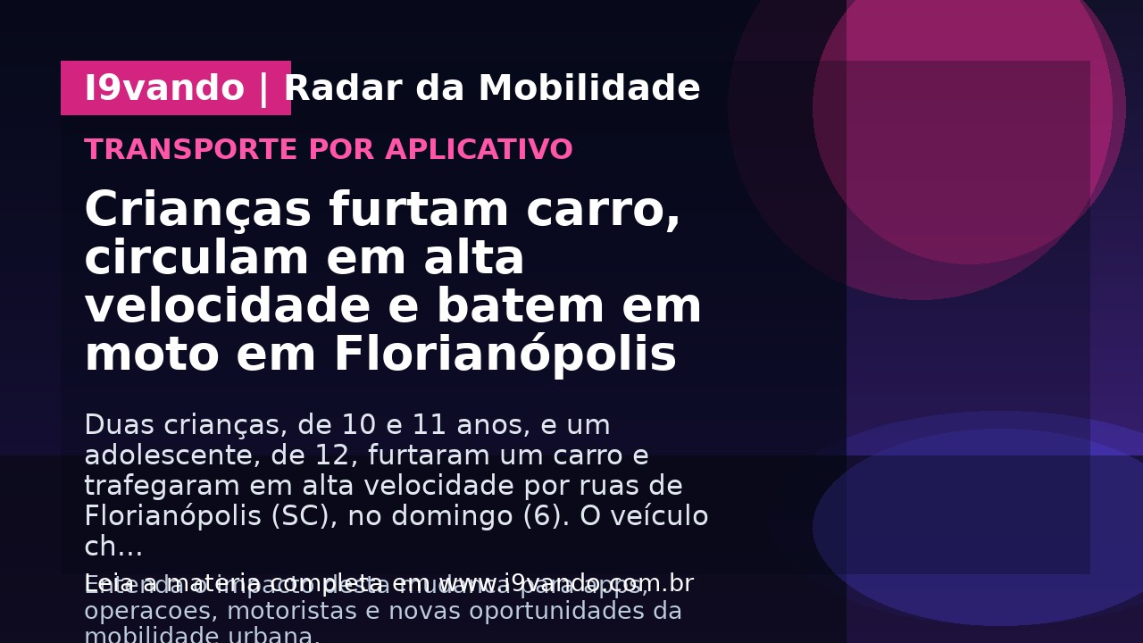 Crianças furtam carro, circulam em alta velocidade e batem em moto em Florianópolis