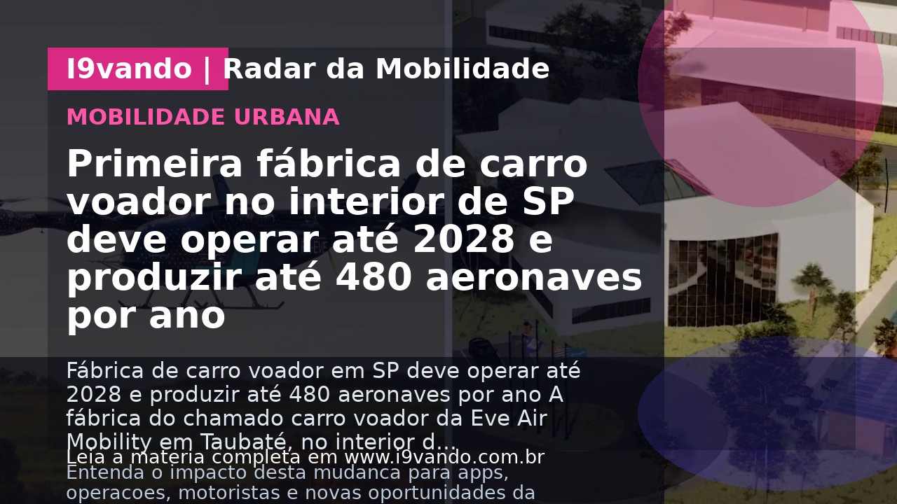Primeira fábrica de carro voador no interior de SP deve operar até 2028 e produzir até 480 aeronaves por ano
