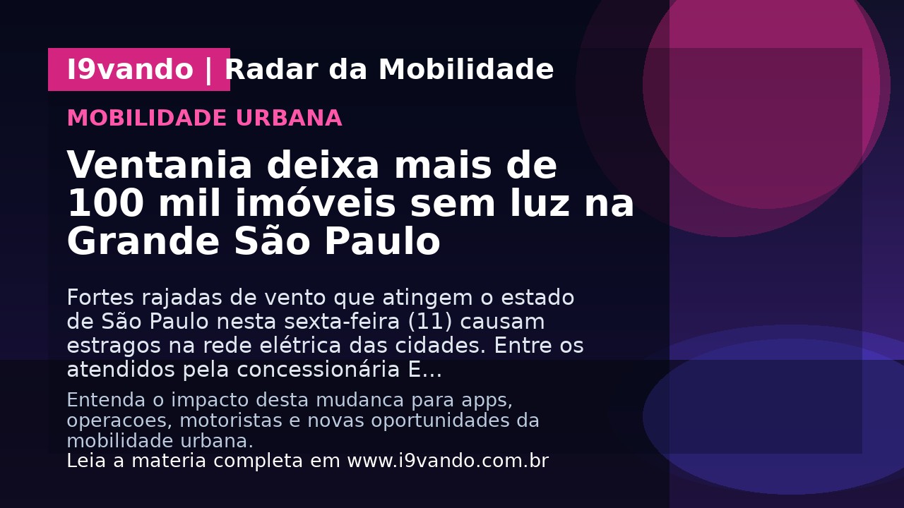 Ventania deixa mais de 100 mil imóveis sem luz na Grande São Paulo