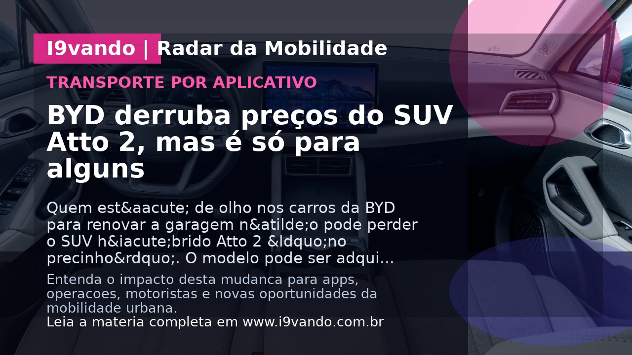 BYD derruba preços do SUV Atto 2, mas é só para alguns