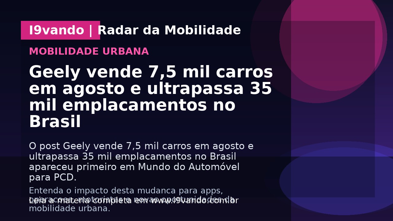 Geely vende 7,5 mil carros em agosto e ultrapassa 35 mil emplacamentos no Brasil