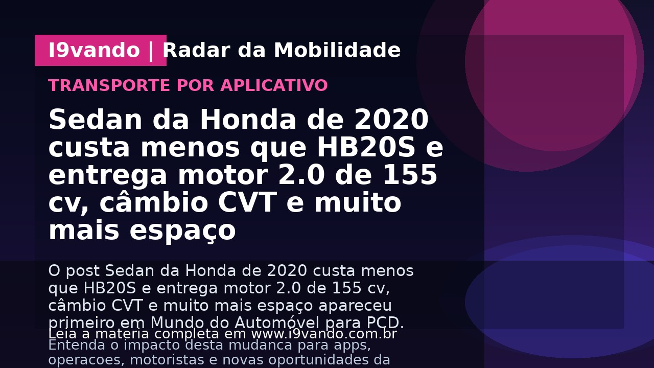 Sedan da Honda de 2020 custa menos que HB20S e entrega motor 2.0 de 155 cv, câmbio CVT e muito mais espaço