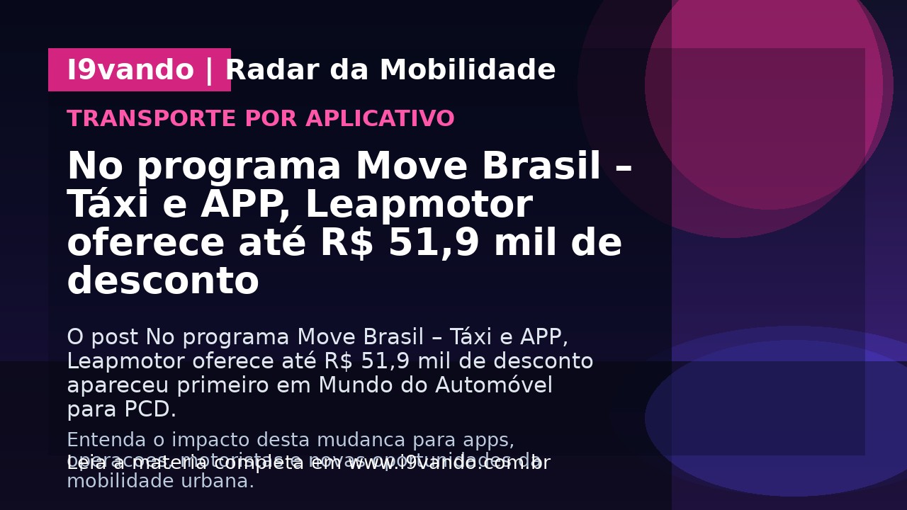 No programa Move Brasil – Táxi e APP, Leapmotor oferece até R$ 51,9 mil de desconto