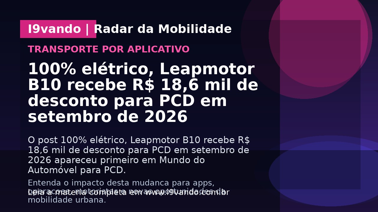 100% elétrico, Leapmotor B10 recebe R$ 18,6 mil de desconto para PCD em setembro de 2026